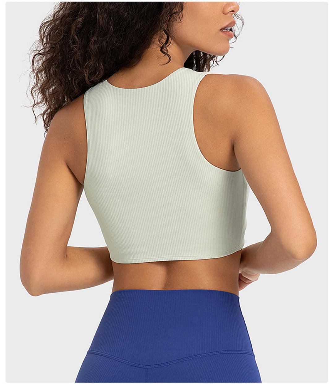Ribbed Round Neck Wireless Sports Bras