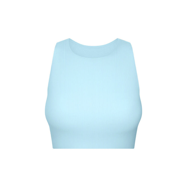 Ribbed Round Neck Wireless Sports Bras