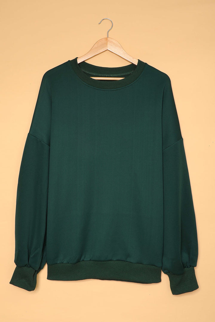 Solid Drop-Shoulder Pullover Sweatshirt