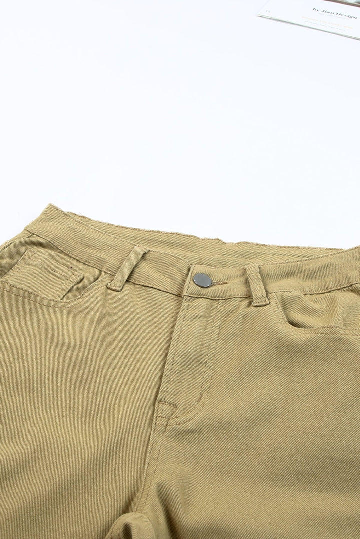 Distressed Raw Hem Straight Leg Jeans