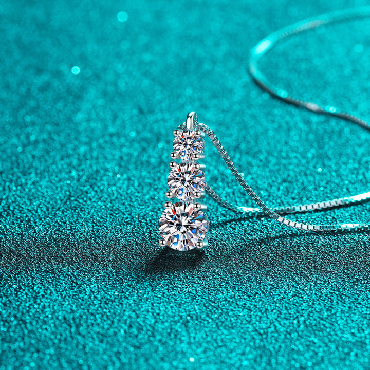925 Sterling Silver Three Moissanite Necklace