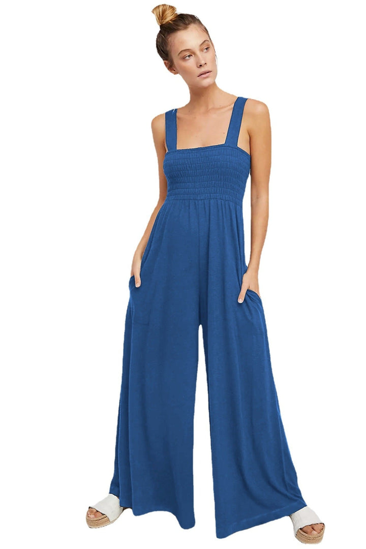 Smocked Wide Leg Jumpsuit