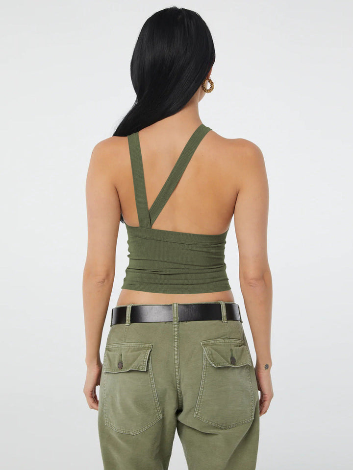 Ribbed Round Neck Sleeveless Backless Tank Top