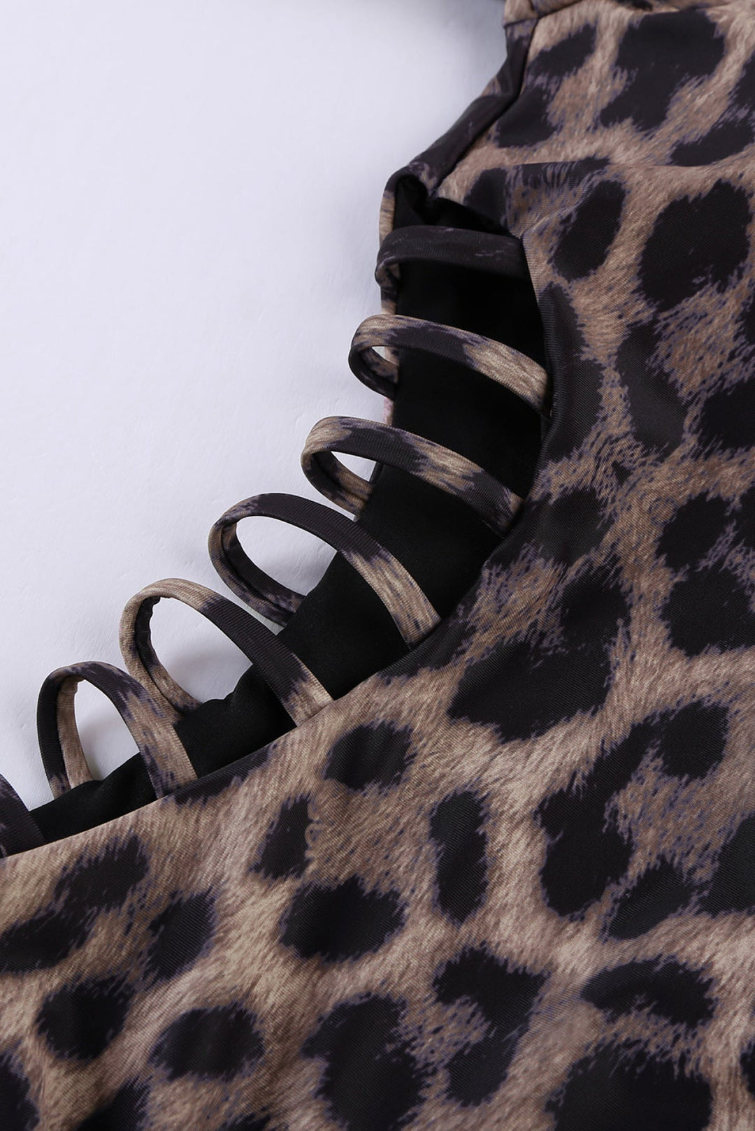 Leopard Print Zipper Cut-Out Swimsuit