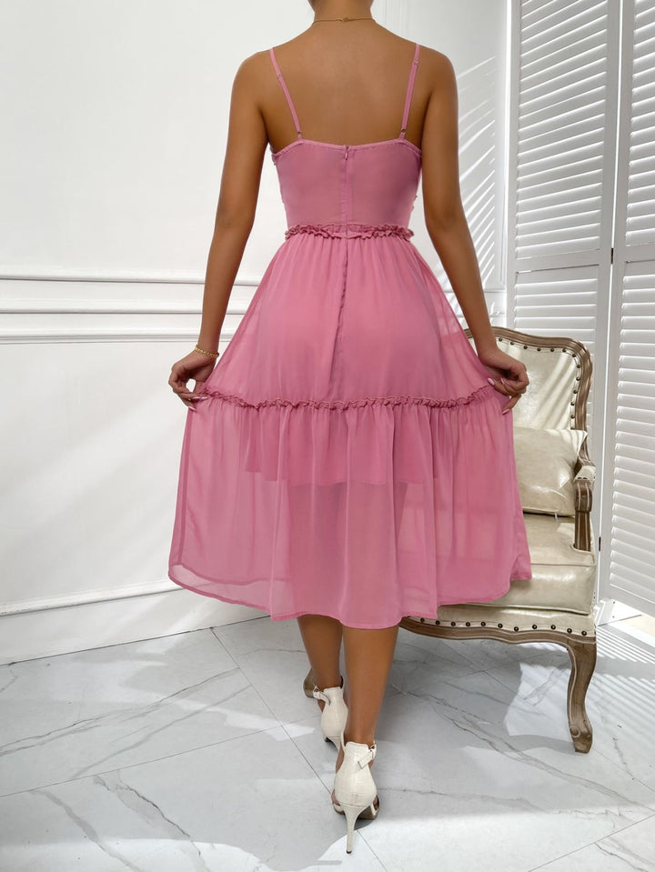 Ruffled Trim Cami Swing Dress