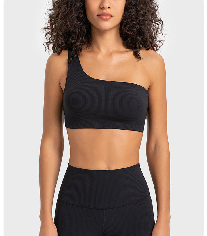 Solid Ribbed One ShoulderSports Bras