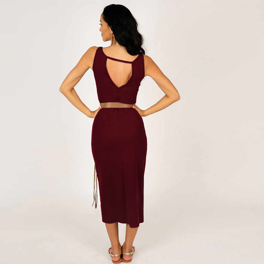Solid Front and Back Reversible Slit Tube Dress