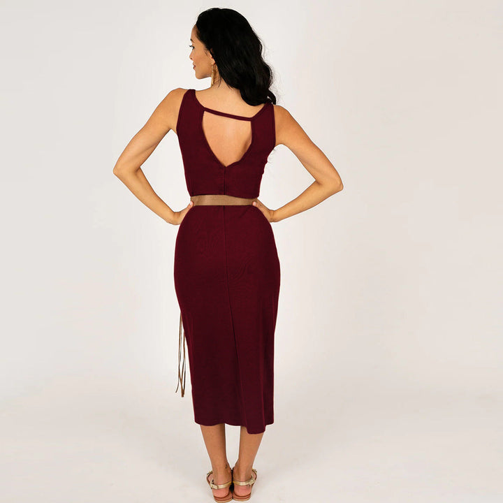 Solid Front and Back Reversible Slit Tube Dress