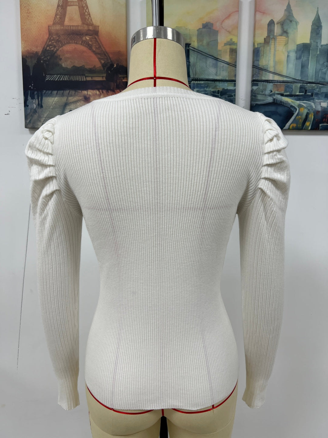 Round Neck Puff Sleeve Sweater
