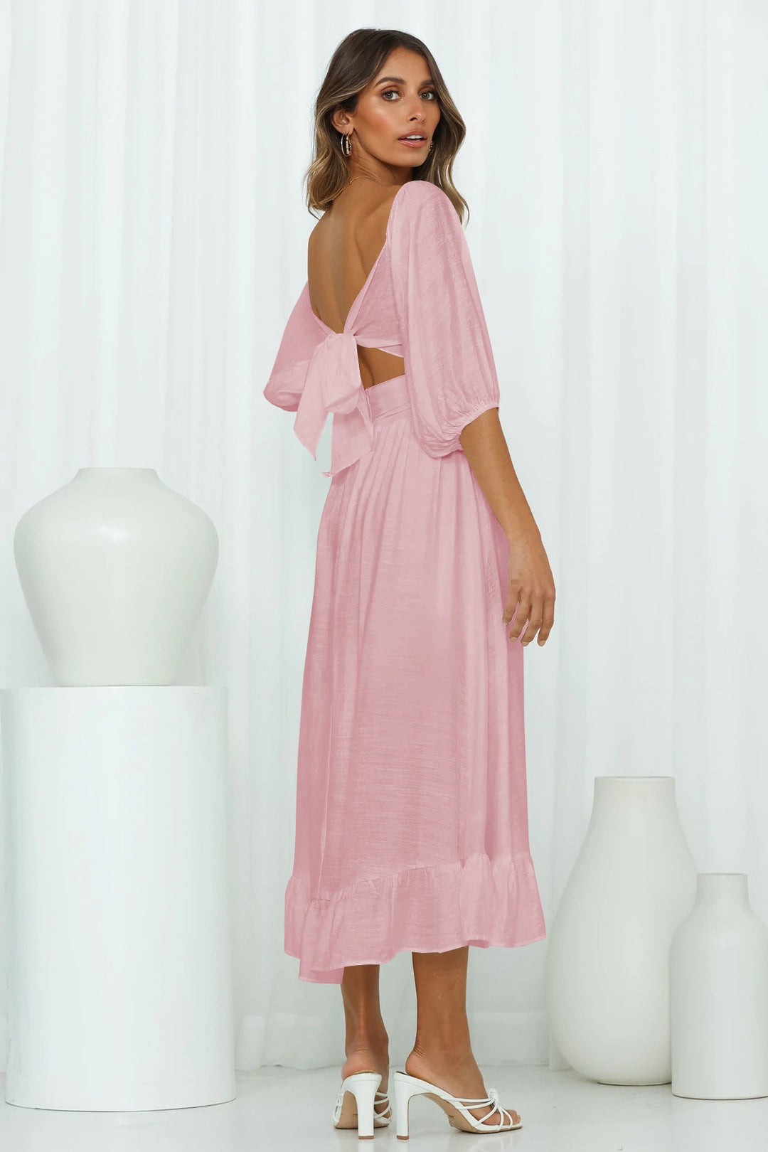 Puff Sleeve Pleated Dress