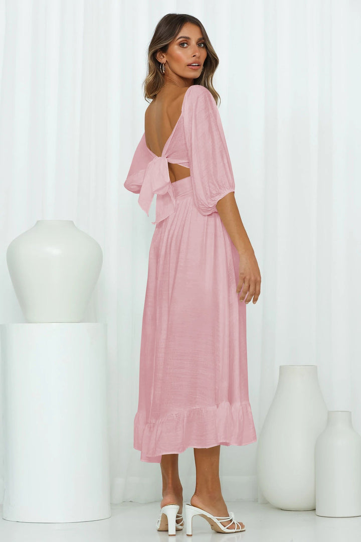 Puff Sleeve Pleated Dress