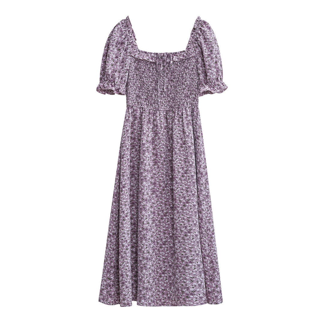 Ditsy Floral Square Neck Smocked Dress