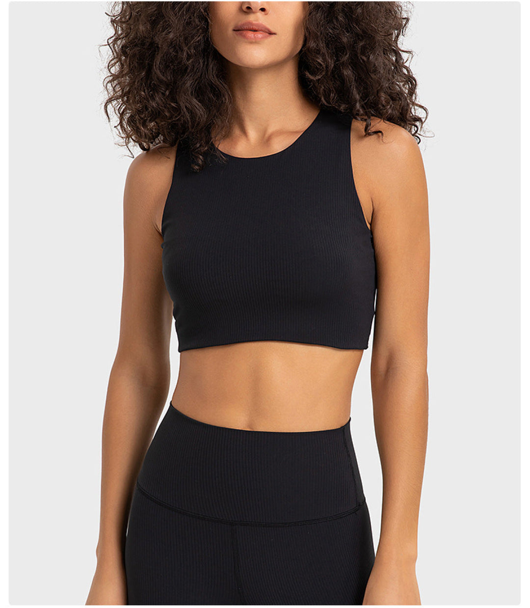 Ribbed Round Neck Wireless Sports Bras