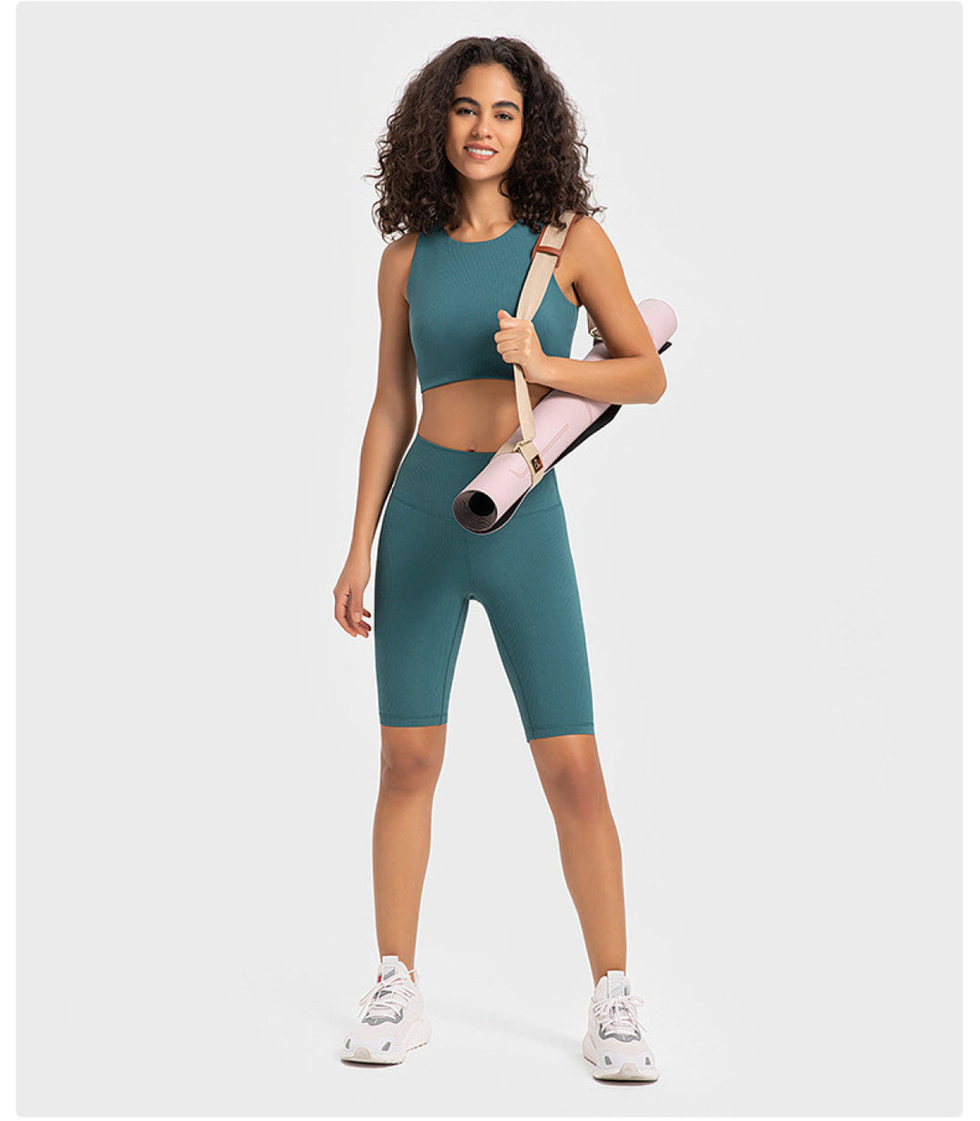 Solid Ribbed High Waist Bike Shorts With Invisible Pocket