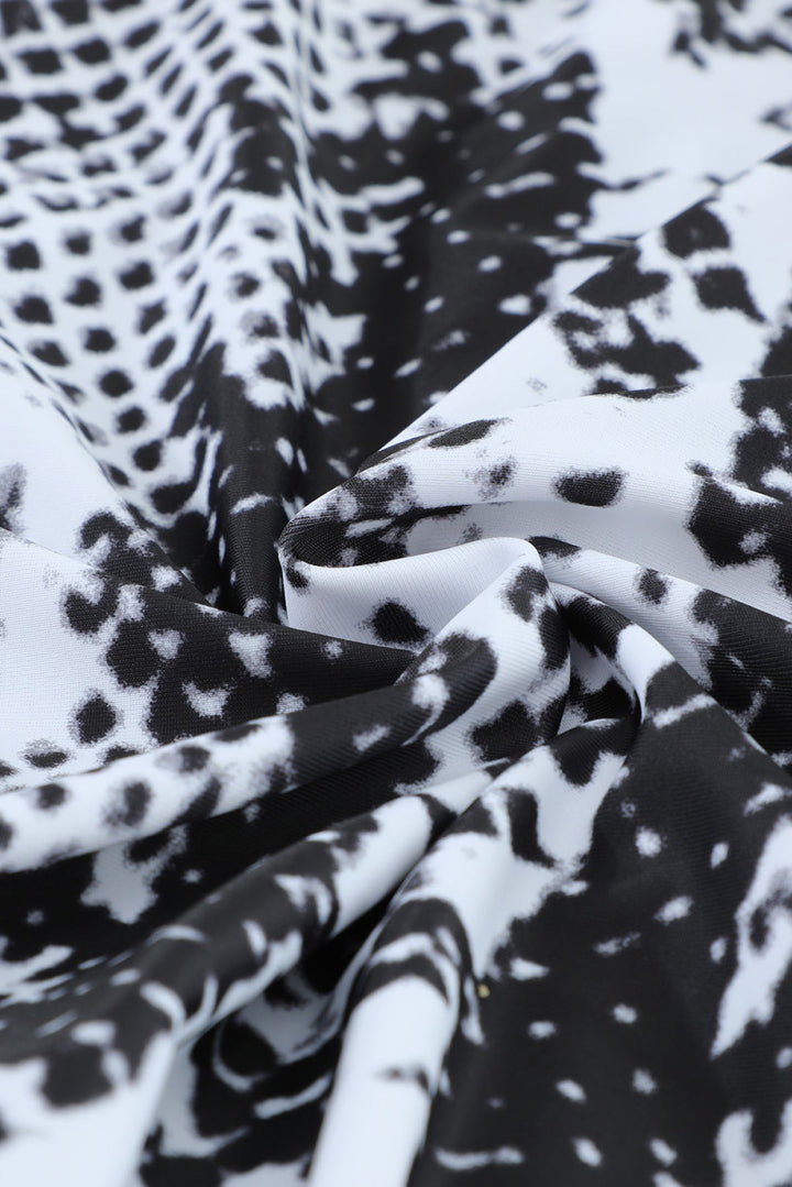 Leopard Print Zipper Cut-Out Swimsuit
