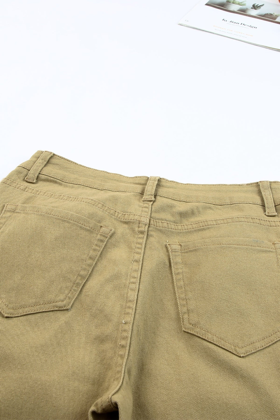 Distressed Raw Hem Straight Leg Jeans