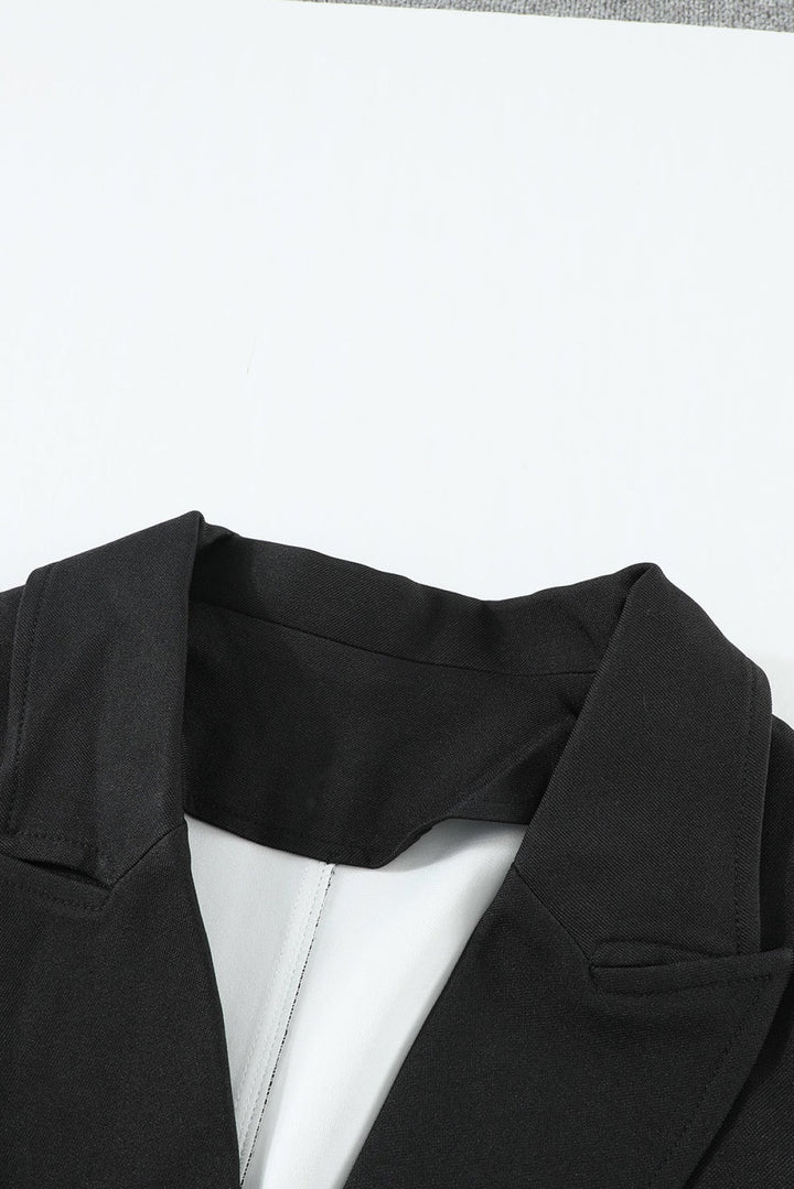 Buttoned Lapel Collar Blazer