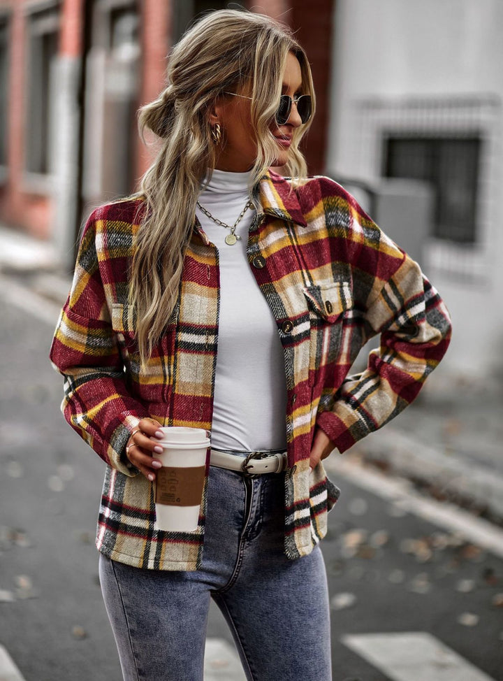 Long Sleeve Plaid Jacket