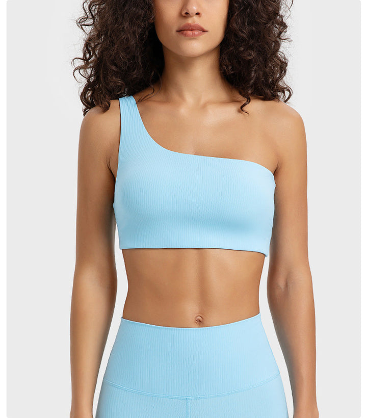 Solid Ribbed One ShoulderSports Bras
