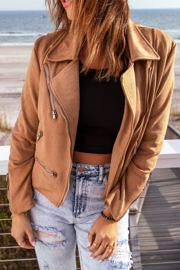 Zipped Notch Short Jacket