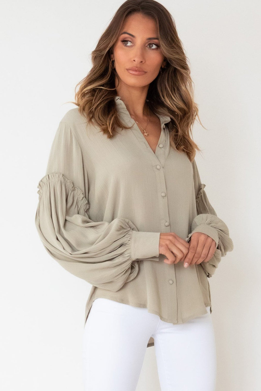 Ruffled Patchwork Loose Shirt
