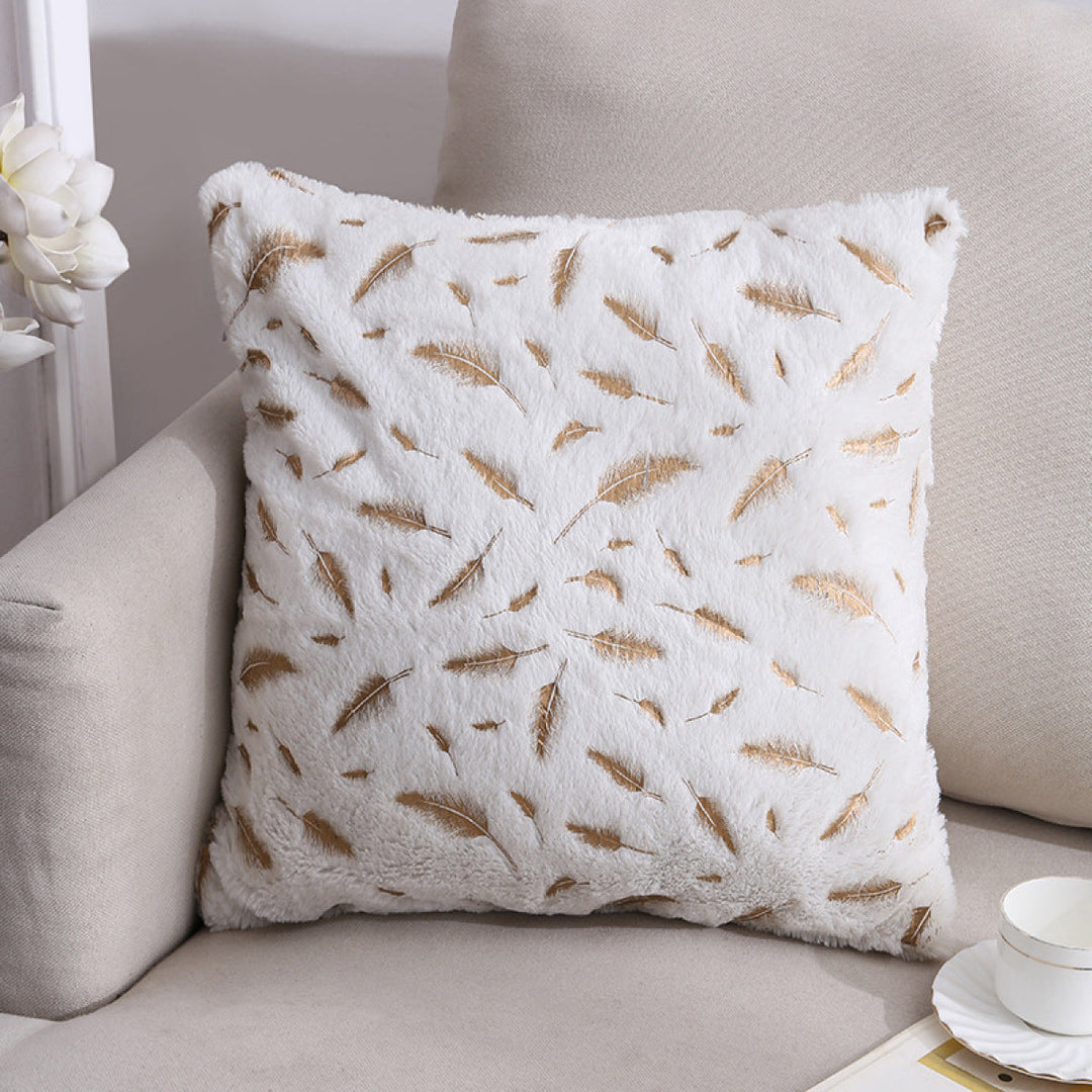 Double Sided Feather Gold Stamping Plush Pillowcases Without Filler