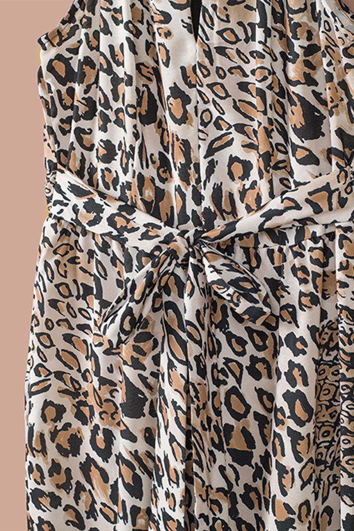 Leopard Sleeveless Cropped Jumpsuit