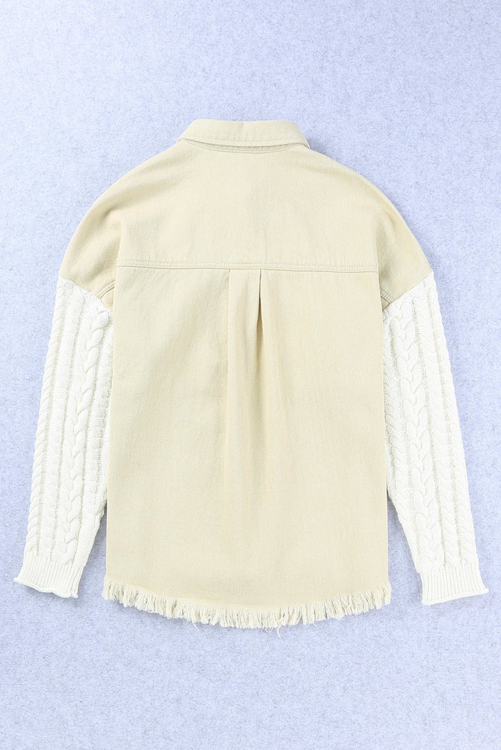 Khaki Cable Knit Denim Jacket