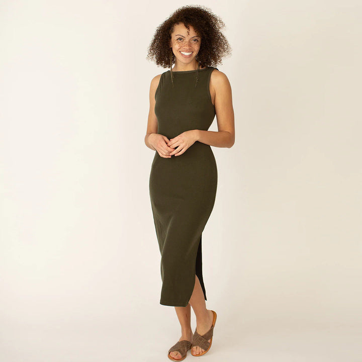 Solid Front and Back Reversible Slit Tube Dress