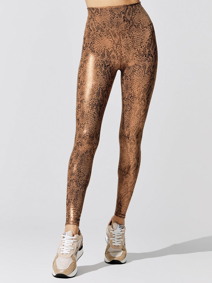 Metallic Bronze Snakeskin Yoga Top & Leggings Set