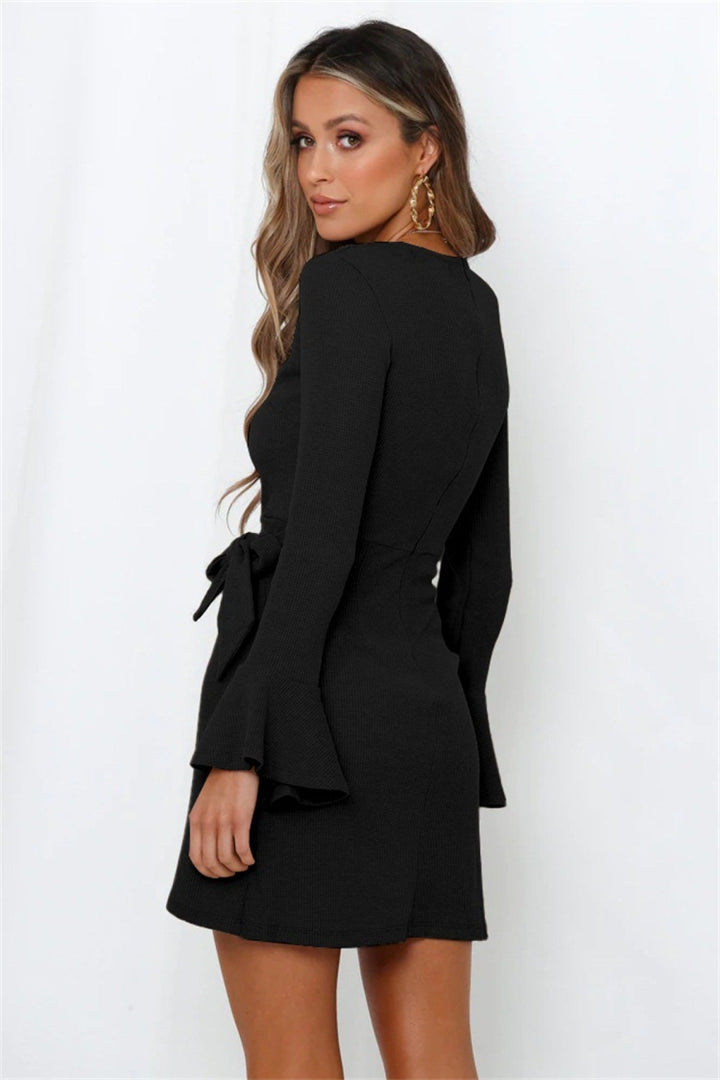 Flared-Sleeve Mini Dress