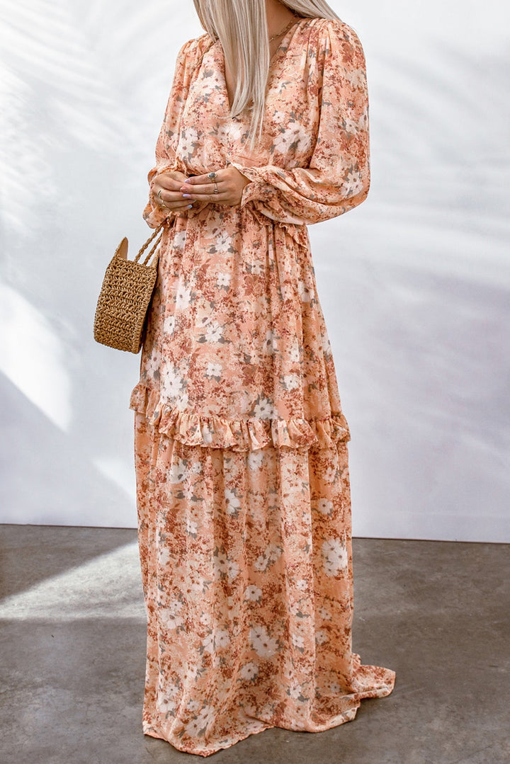 Apricot Floral Dress