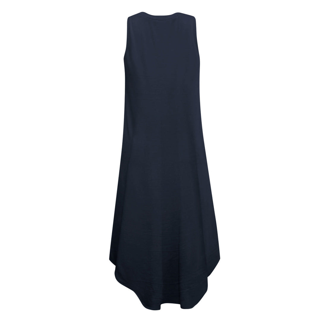 Solid Sleeveless Asymmetric Maxi Dress