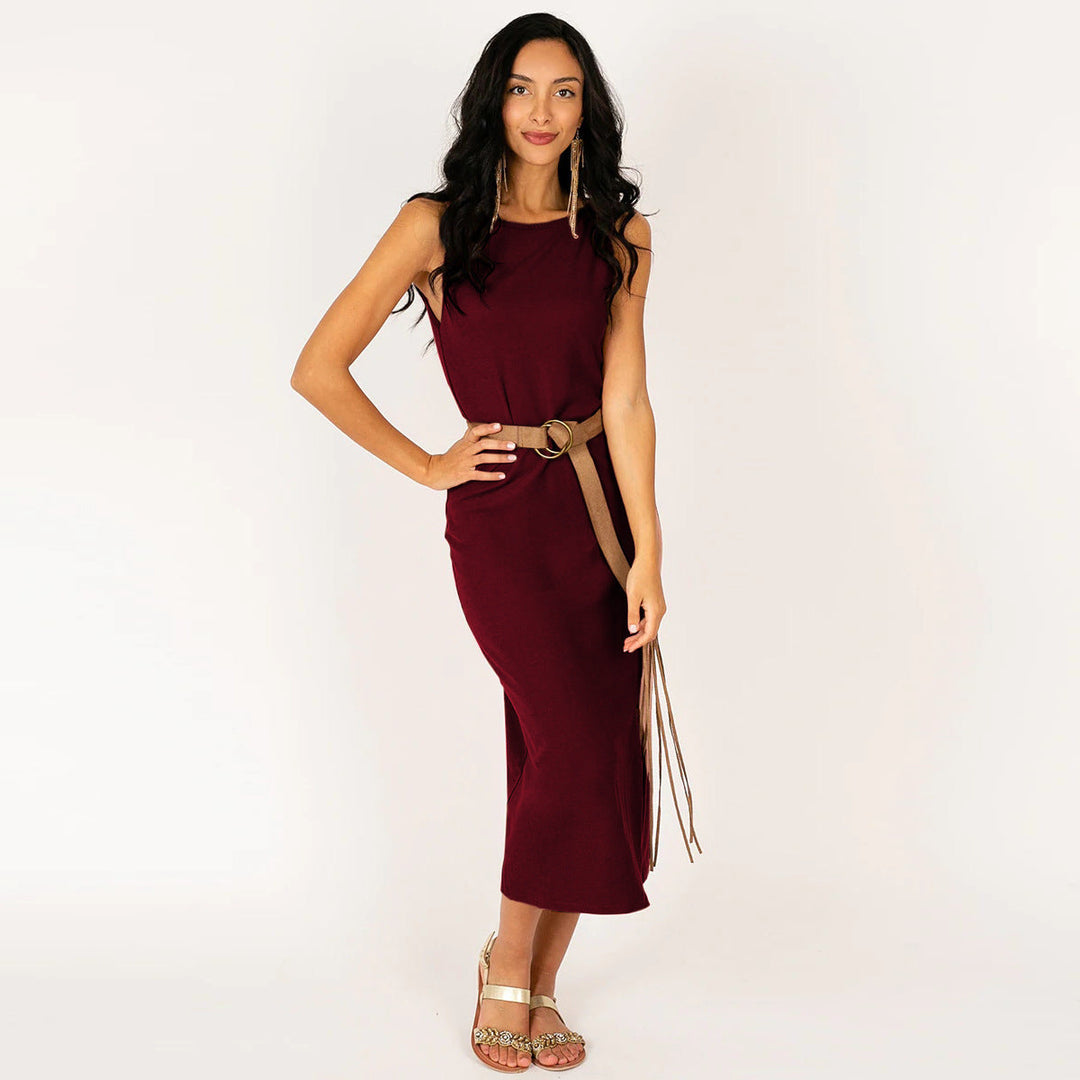 Solid Front and Back Reversible Slit Tube Dress