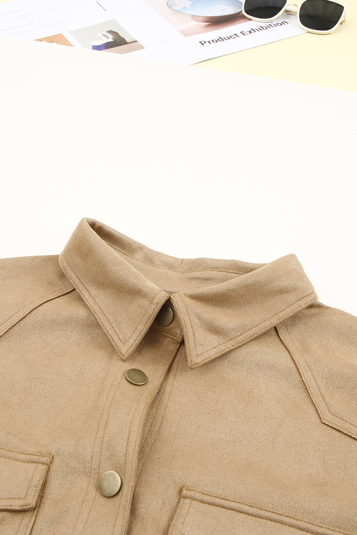 Khaki Snap Suede Jacket