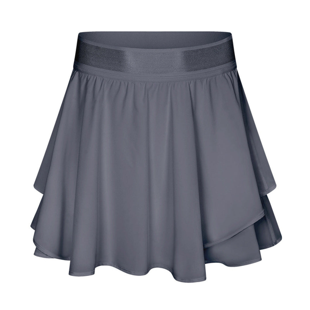 Elastic Waist Ruffle Skirt With Inside Pocket