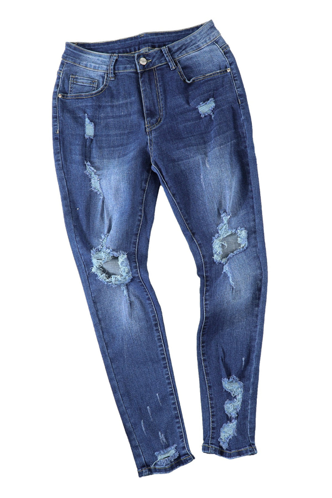 Blue Ripped High Waist Skinny Jeans