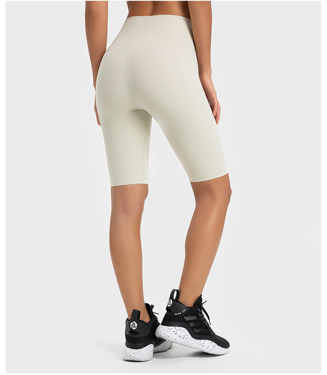 Solid Ribbed High Waist Bike Shorts With Invisible Pocket