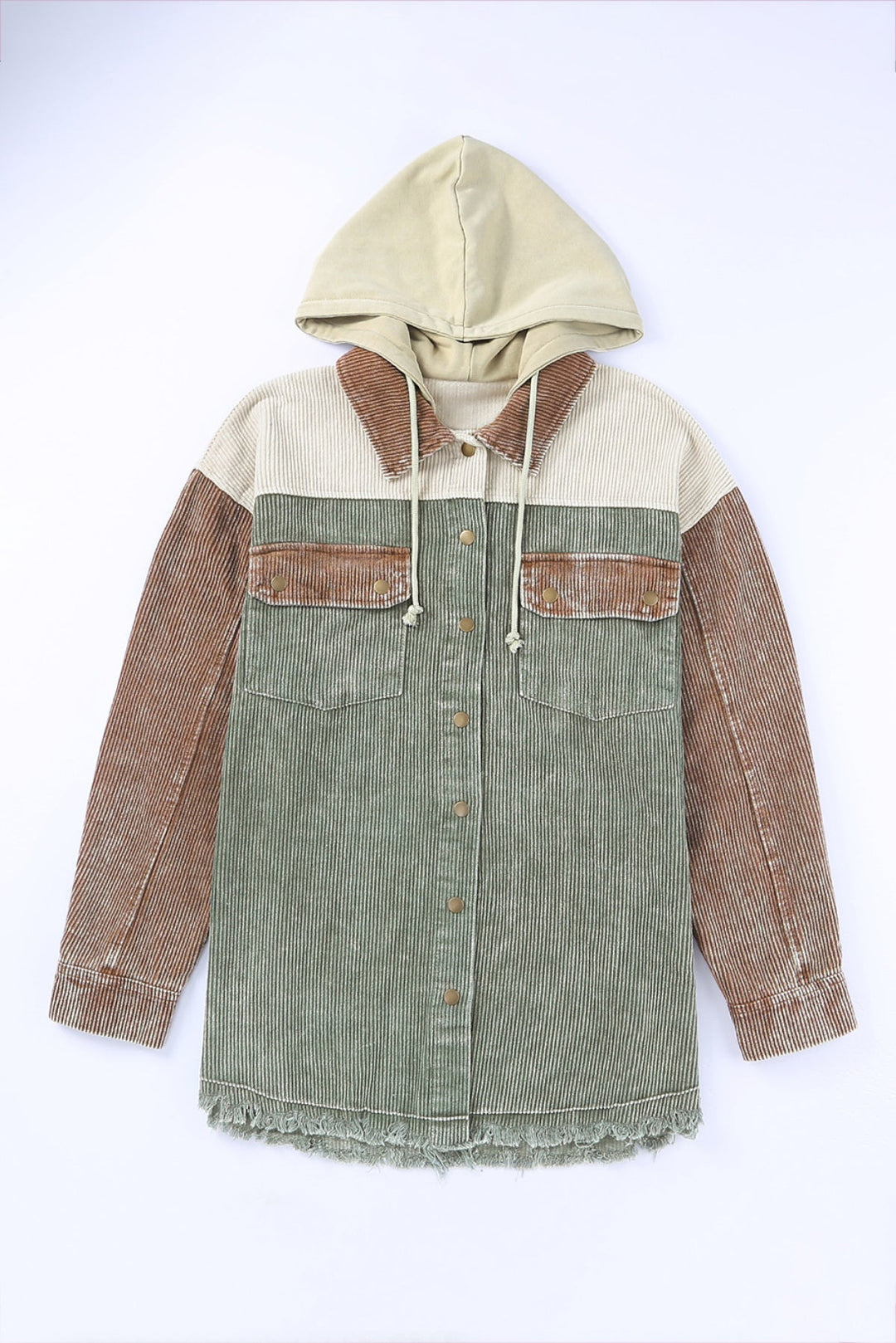 Down Hooded Corduroy Jacket