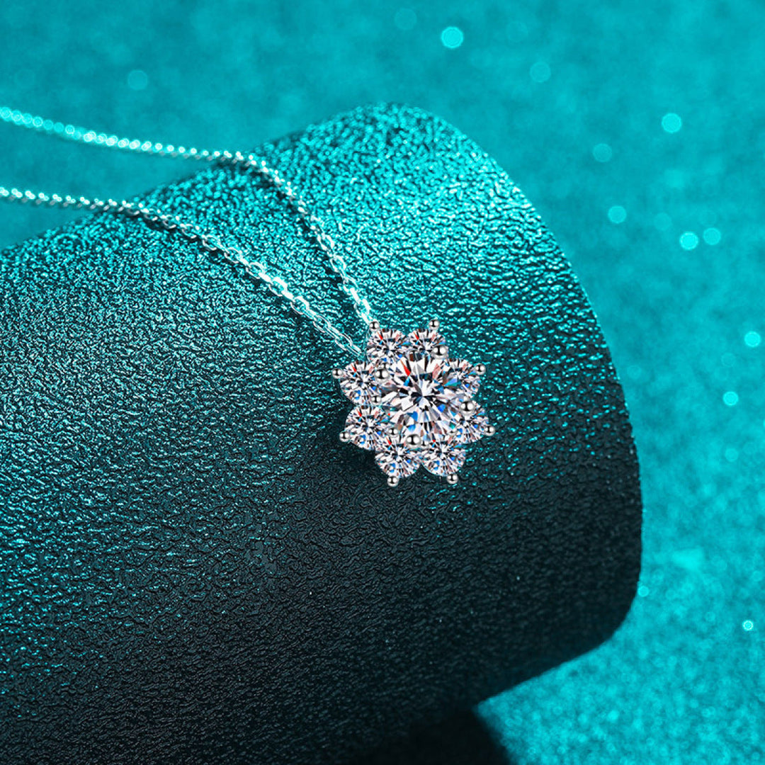 925 Sterling Silver Sun Flower Moissanite Necklace