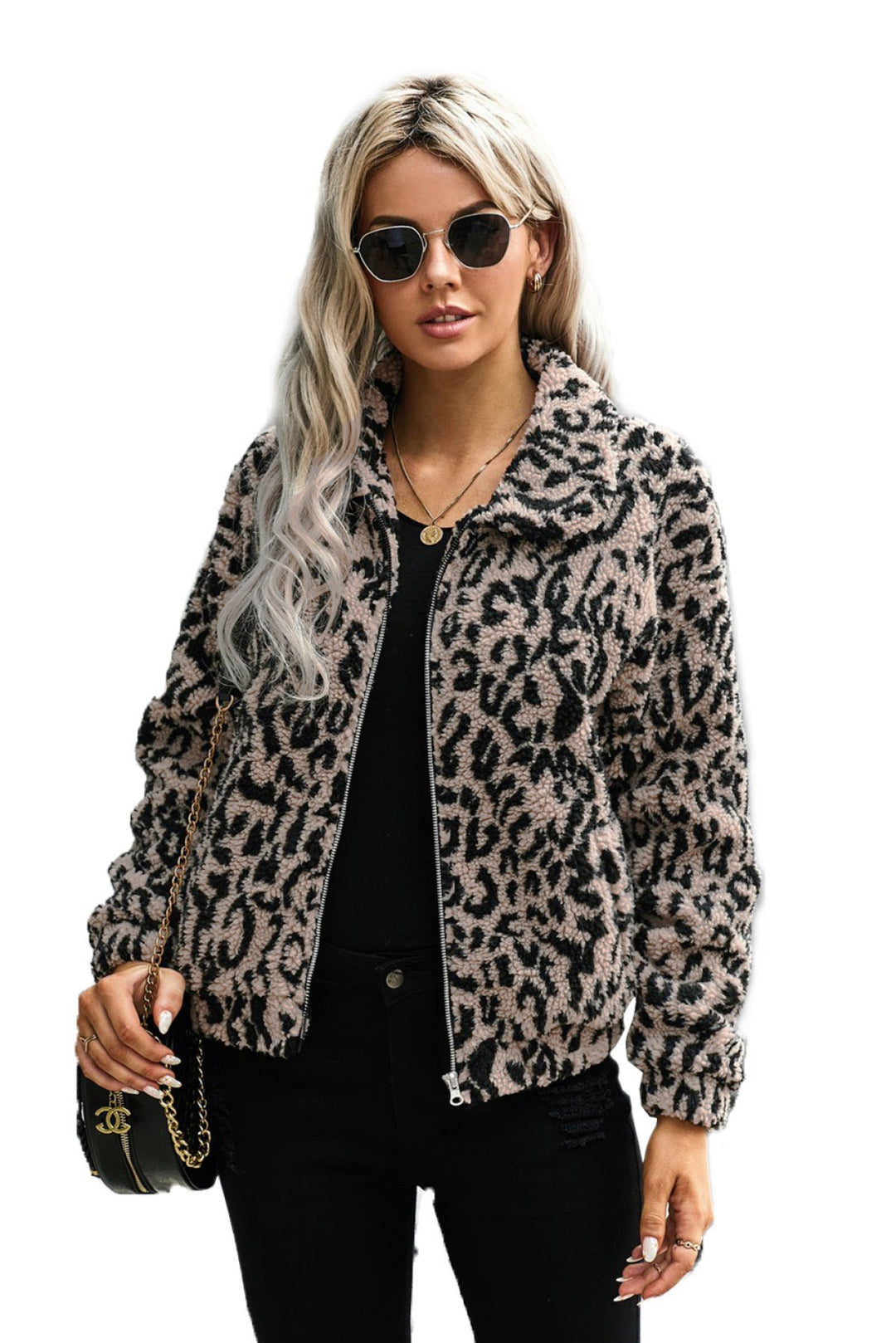 Leopard Print Sherpa Jacket Coat