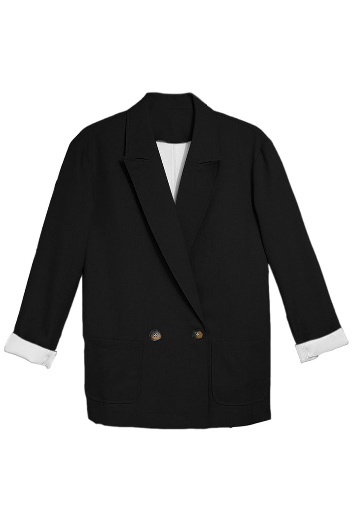 Buttoned Lapel Collar Blazer