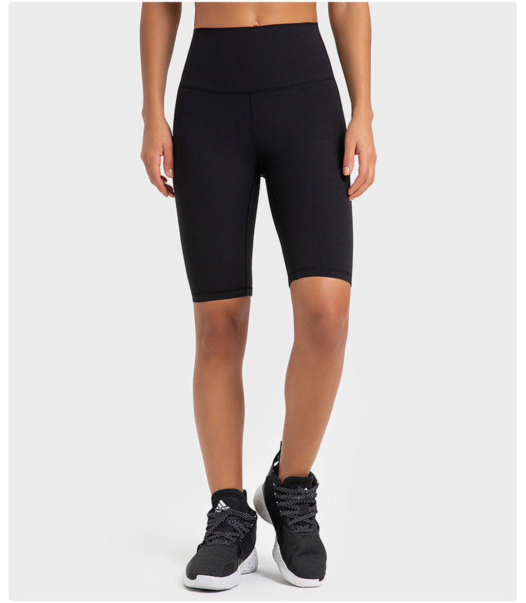 Solid Ribbed High Waist Bike Shorts With Invisible Pocket