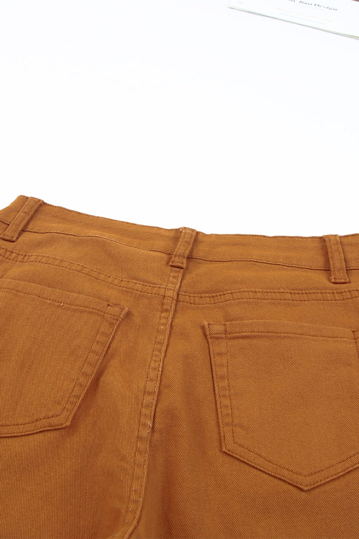 Distressed Raw Hem Straight Leg Jeans