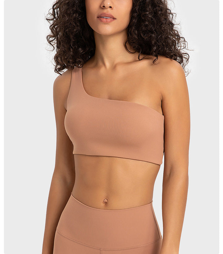 Solid Ribbed One ShoulderSports Bras