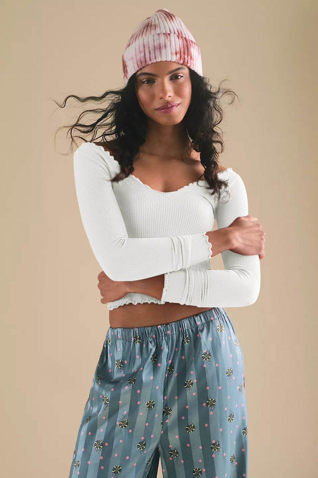 U Neck Solid Color Crop Top
