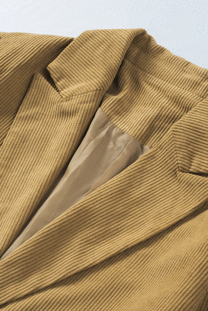 Brown Corduroy Lapel Casual Blazer