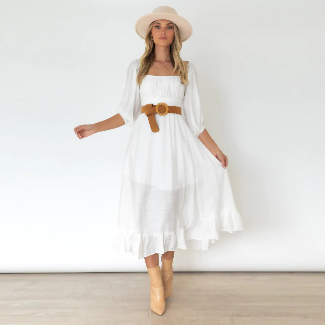 Puff Sleeve Pleated Dress
