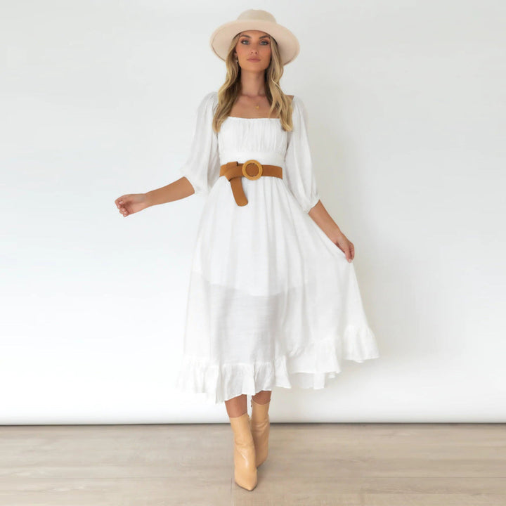 Puff Sleeve Pleated Dress