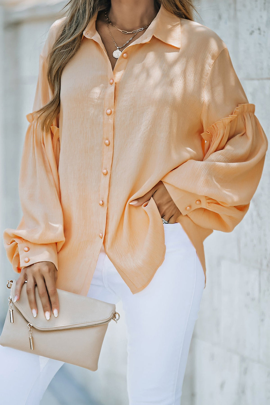 Ruffled Patchwork Loose Shirt